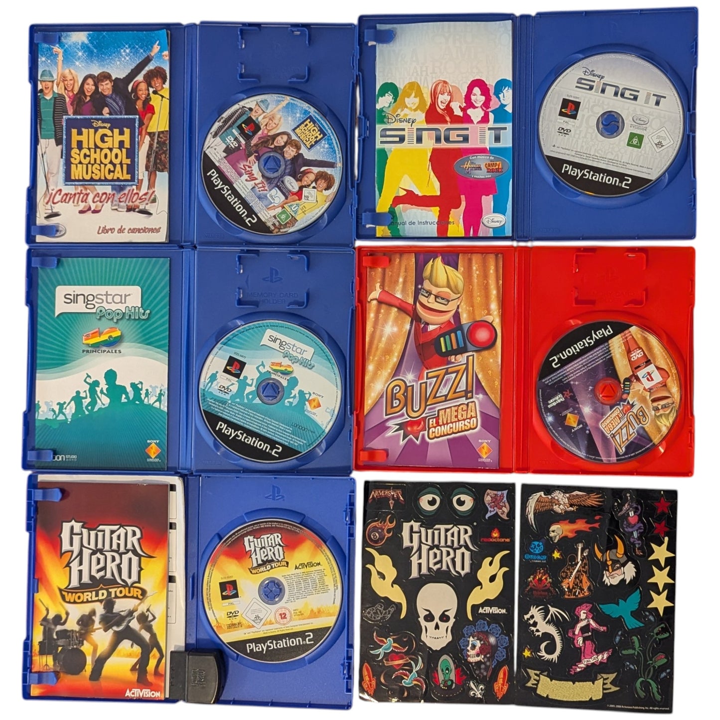 SONY PS2 - Slim BLACK SCPH-77004 - Karaoke/Buzz Set - Playstation 2 PAL (TESTED)