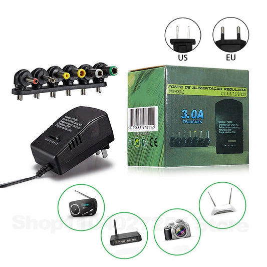 Adjustable Power Supply Adapter 220V To 12V 3A DC 5V For Twin Famicom, Genesis, Mega Drive, Super Famicom