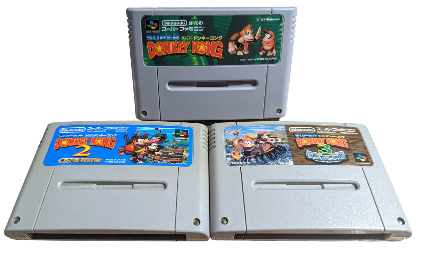 Super Famicom - Donkey Kong 1/2/3 Cartridge Set - Sfc Nintendo Japan Original NTSC-J Edition