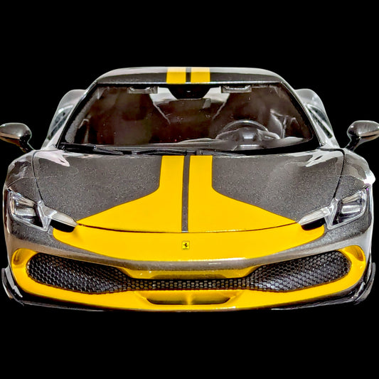 1:18 Maisto - Ferrari 296 GTB Assetto Fiorano - Silver/yellow stripe  (BRAND NEW) 1/18