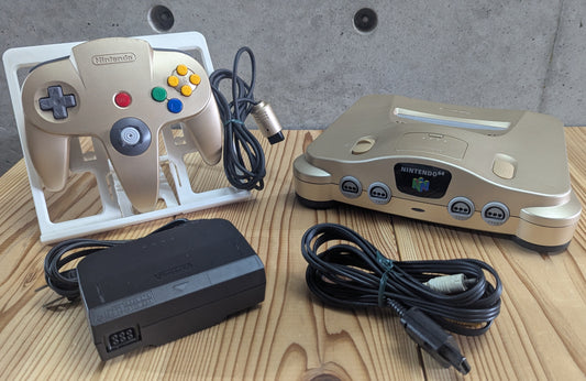 N64 - NUS 001 Gold unit with Controller/AV/AC/Jumper pack (Nintendo JAPAN)