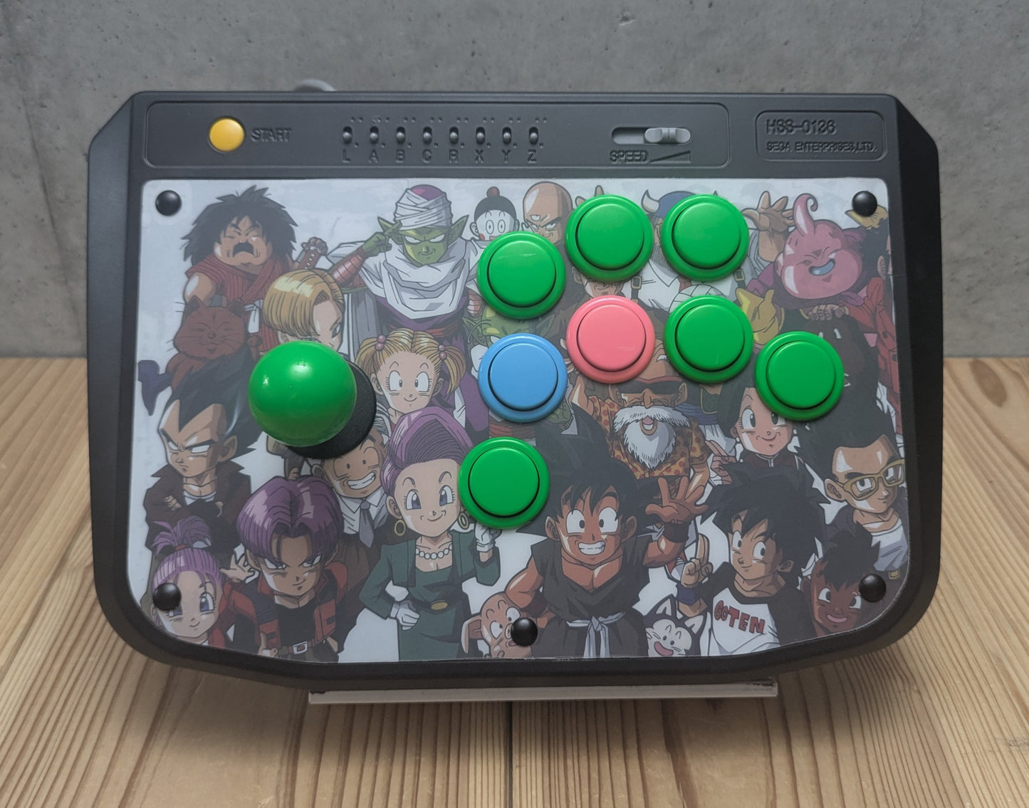 SEGA SATURN - HSS-0136 Virtua Stick BLACK-MATE Joystick - Dragon Ball panel (Japan)