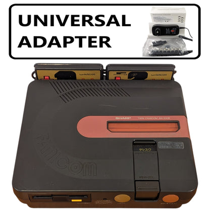 Sharp Famicom Twin Black AN500B - New Belt/Serviced/AC Adapter (Only Japan Edition) (C)