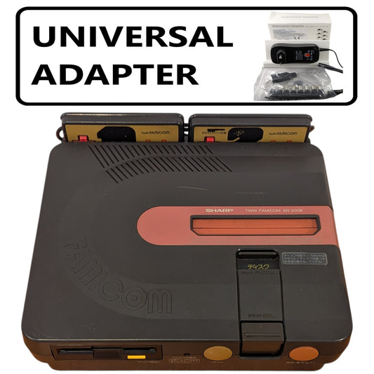 Sharp Famicom Twin Black AN500B - New Belt/Serviced/AC Adapter (Only Japan Edition) (C)