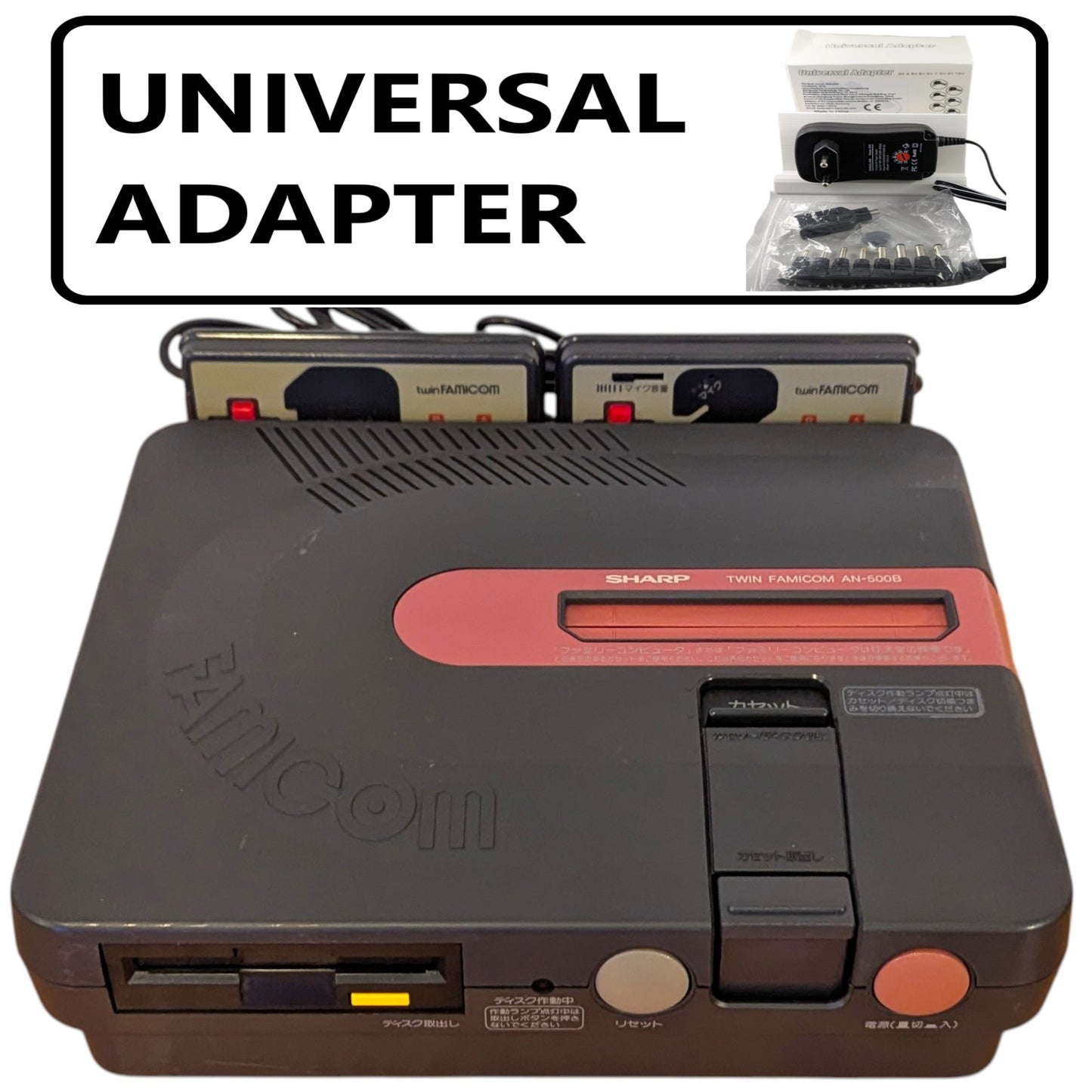 Sharp Famicom Twin Black AN500B - New Belt/Serviced/AC Adapter (Only Japan Edition) (B)