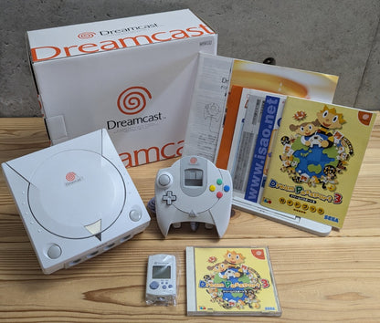 Sega Dreamcast HKT-3000 White Box complete set with controller VMU cables and Dream Passport 3