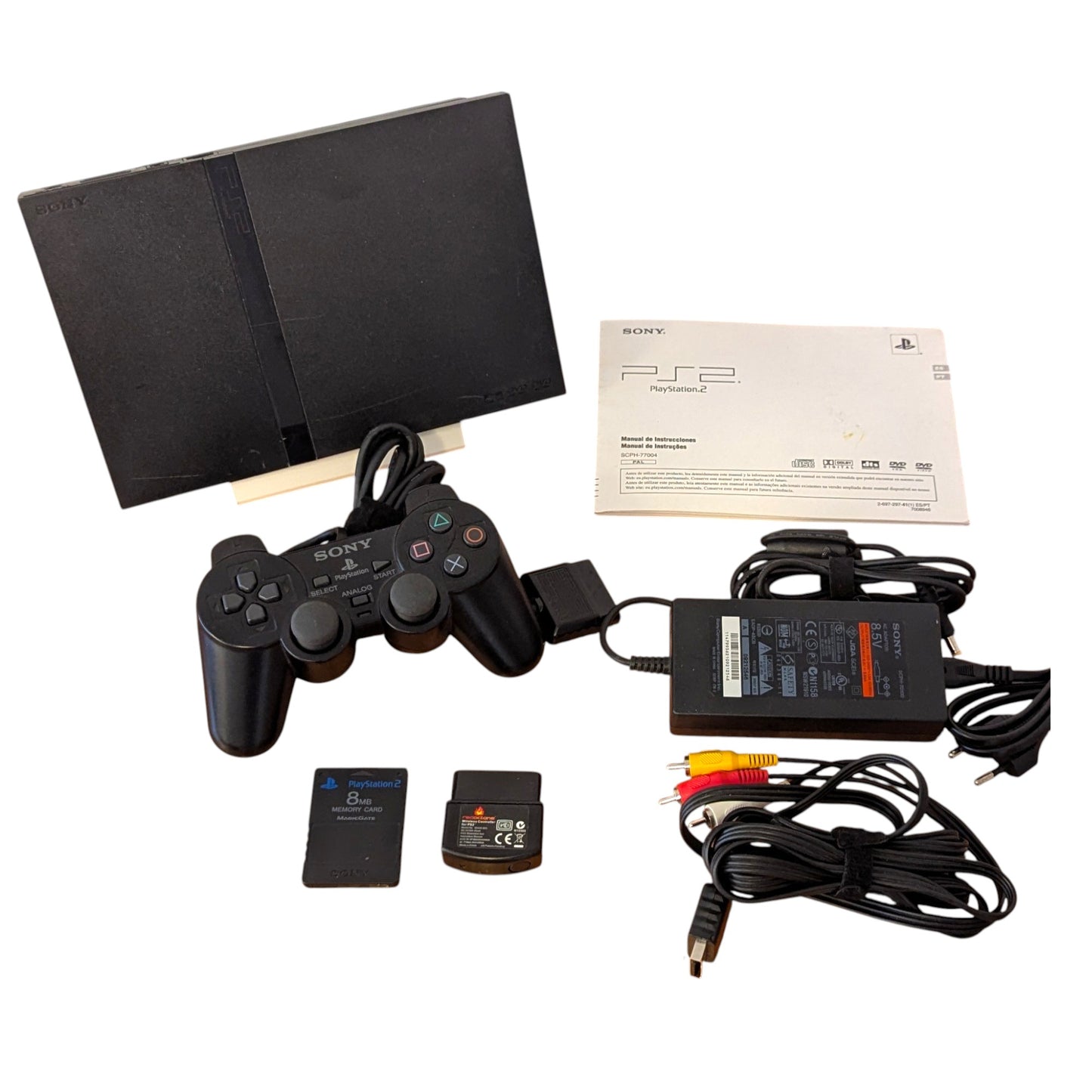 SONY PS2 - Slim BLACK SCPH-77004 - Karaoke/Buzz Set -  Playstation 2 PAL (TESTED)