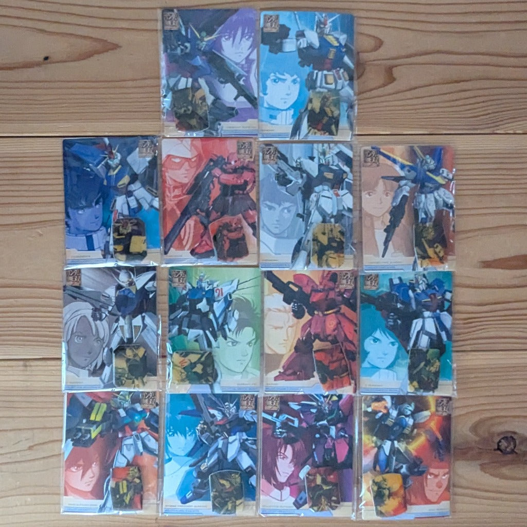 Gundam Musou 2 complete set of 14 visual character cards with sealed LED flashing badges
