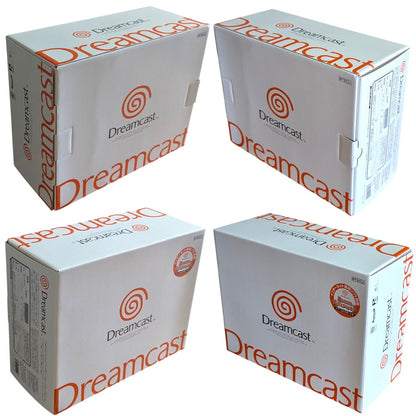 Sega Dreamcast White Box packaging 3D isometric views showing solid corners and edges