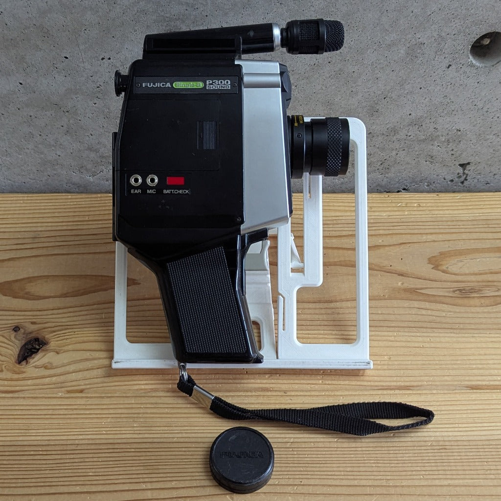 Fujica Single-8 Sound P300 left side profile with audio jacks EAR MIC and BATT CHECK