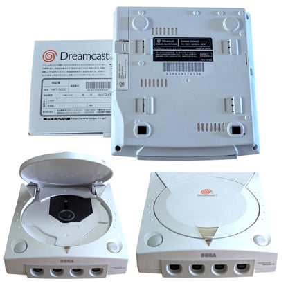 Sega Dreamcast open GD-ROM drive bay and warranty certificate serial 010015098527 No-Match