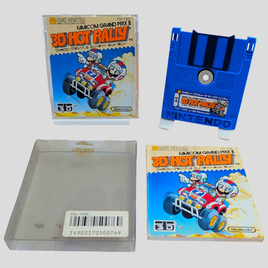DISCO FAMICOM - 3D HOT RALLY - Grand prix II (juego+estuche+CAJA EXTERIOR+instrucciones) NINTENDO - Japón