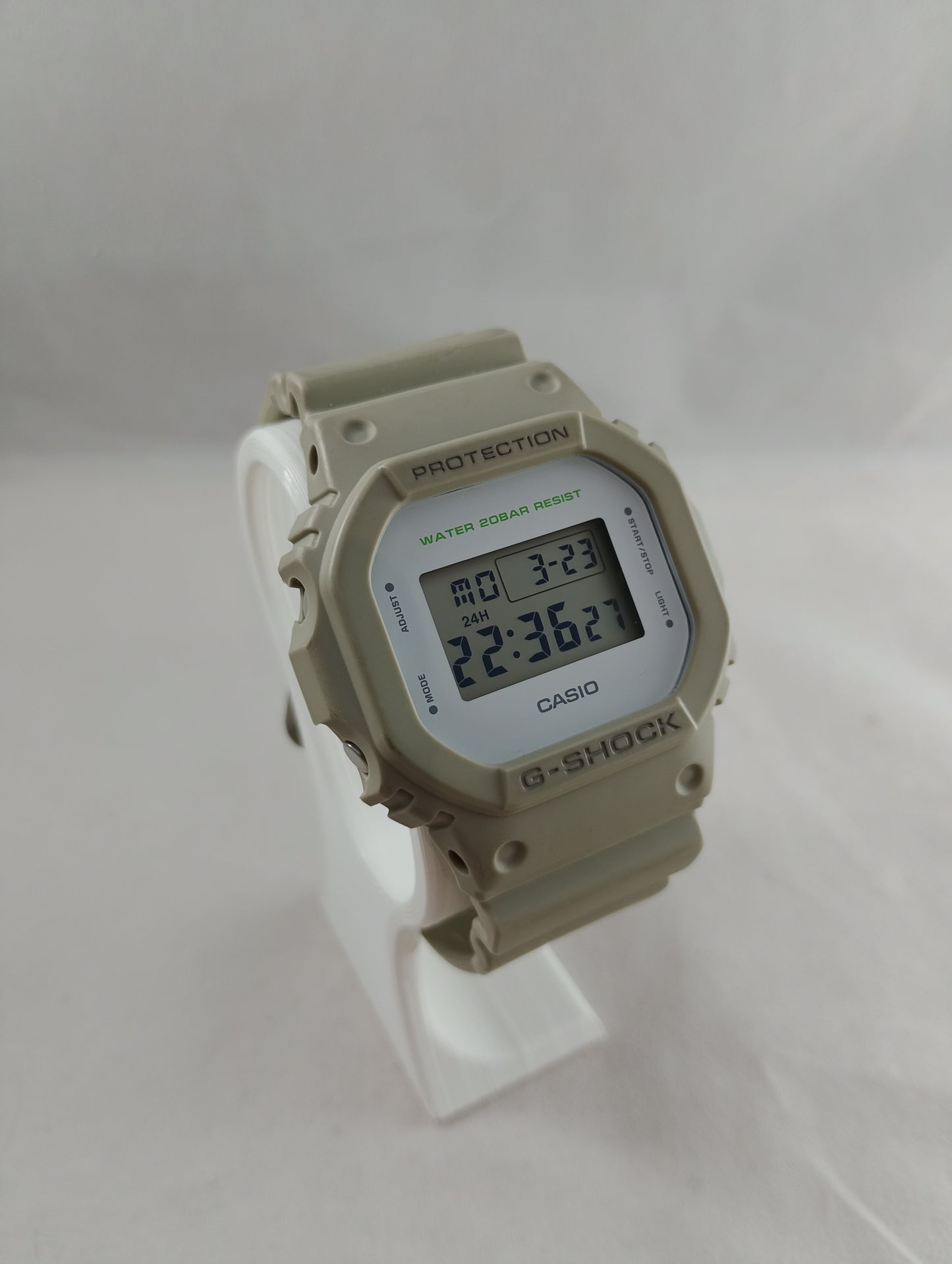 Casio G-Shock DW-5600M-8 Military Color Series - Matte Gray & White Square