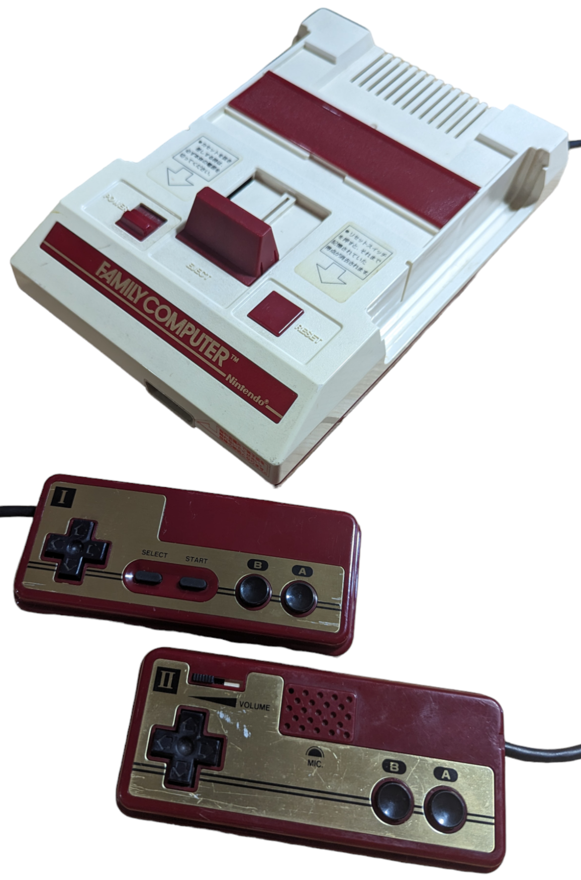 FAMICOM UNIT + MARIO PEARLY CREAM VINYL CASE  (TESTED - working) NINTENDO (JAPAN)
