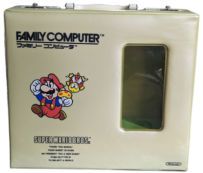 FAMICOM UNIT + MARIO PEARLY CREAM VINYL CASE  (TESTED - working) NINTENDO (JAPAN)
