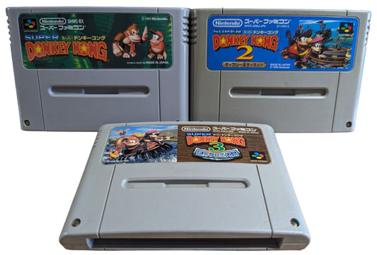 Super Famicom - Donkey Kong 1/2/3 Cartridge Set - Sfc Nintendo Japan Original NTSC-J Edition