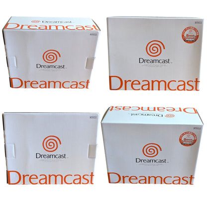 Sega Dreamcast original White Box orthogonal perspectives showing Dream Passport 3 sticker