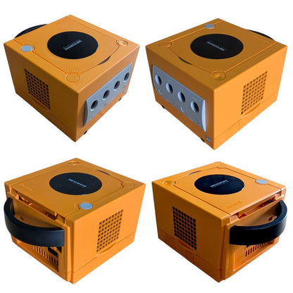Nintendo GameCube Spice Orange 4 Angle Views Showing Pristine Shell and Vents