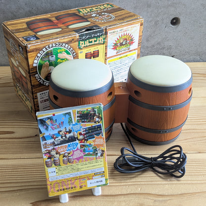GC- Donkey Konga + Tarukonga Bongos Controller Big Box Set + Original Game [Tested / Working]