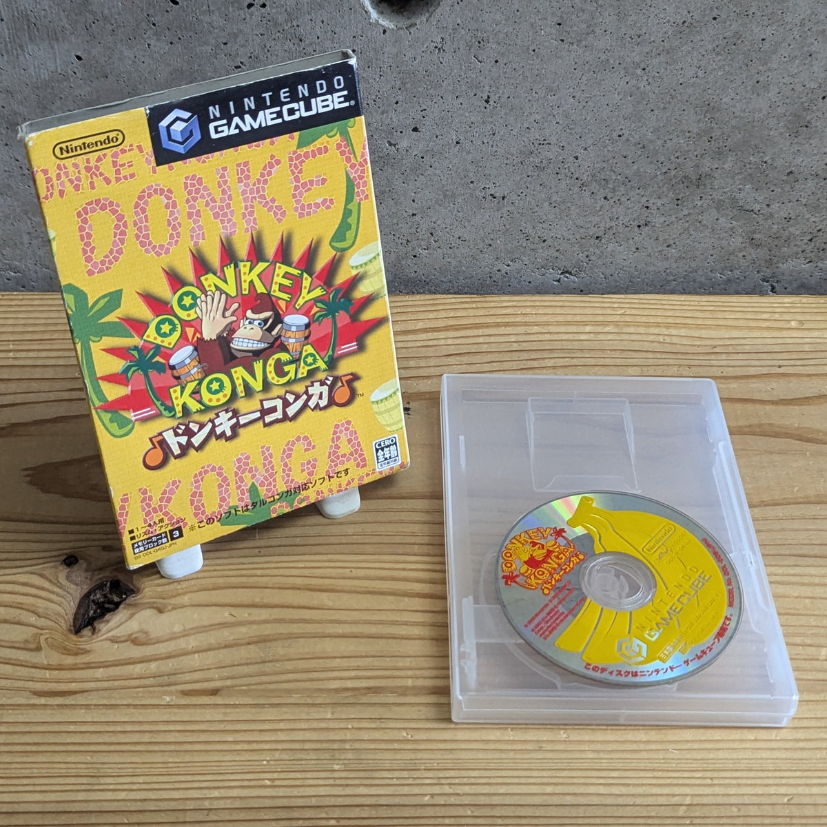 GC- Donkey Konga + Tarukonga Bongos Controller Big Box Set + Original Game [Tested / Working]