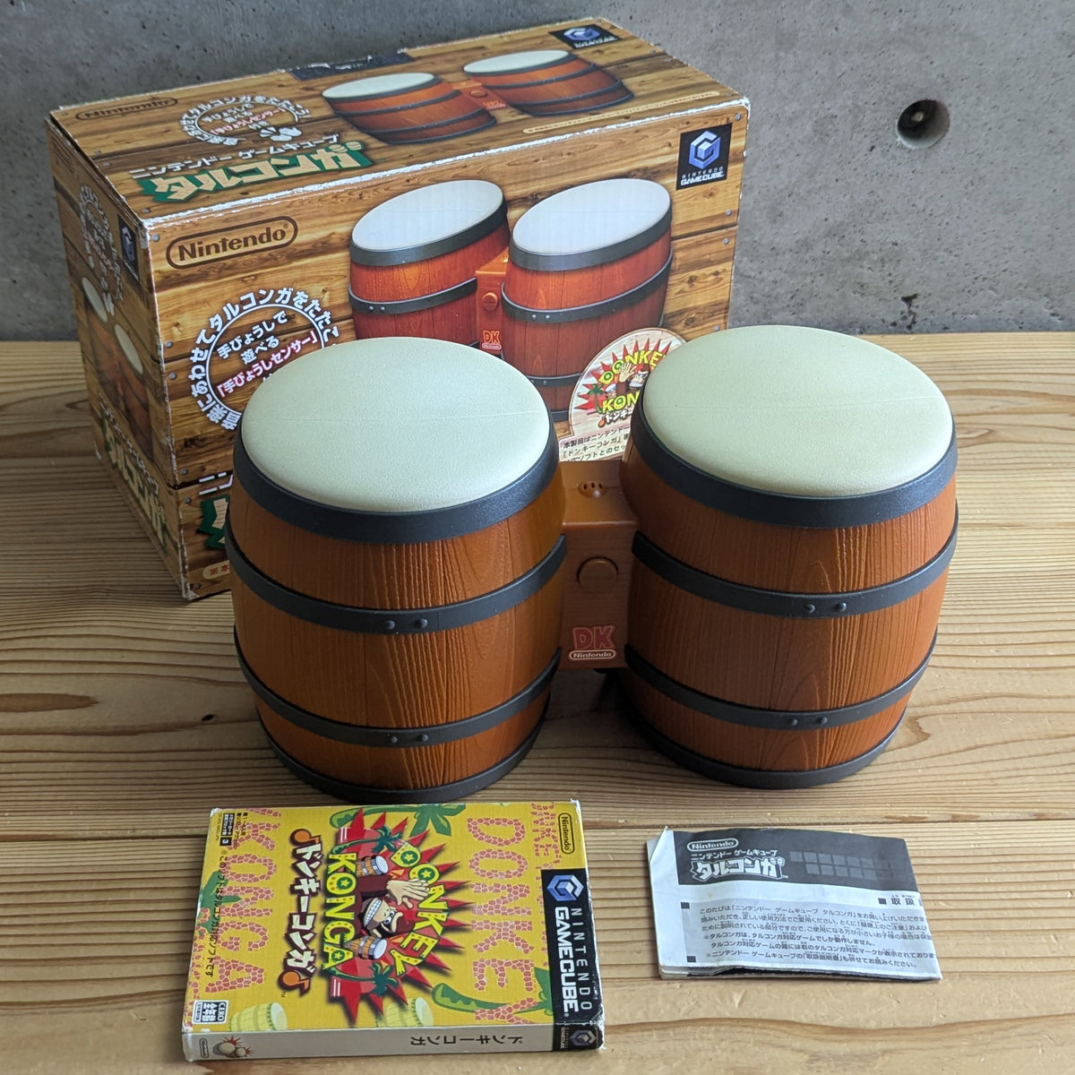 GC- Donkey Konga + Tarukonga Bongos Controller Big Box Set (CIB) + Original Game [Tested / Working]