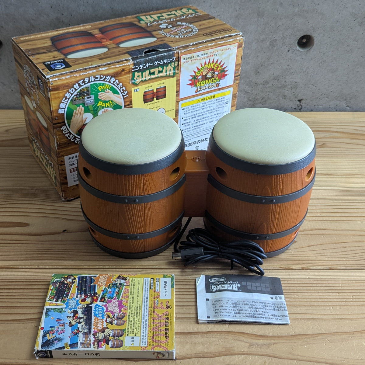 GC- Donkey Konga + Tarukonga Bongos Controller Big Box Set (CIB) + Original Game [Tested / Working]