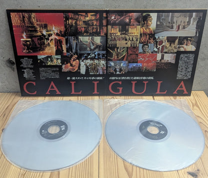 Caligula Japanese LaserDisc Deluxe Gatefold Jacket Open Inside View with Roman Decadence Scene Montage and 2 Discs