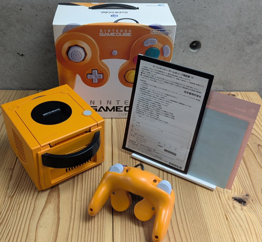 GC- Nintendo GameCube Console DOL-001 Spice Orange Box Set (CIB Matching Serial) + Controller + AC + AV + Manual