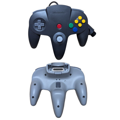Original Nintendo 64 OEM controller front and back view with tight firm analog stick NUS-005