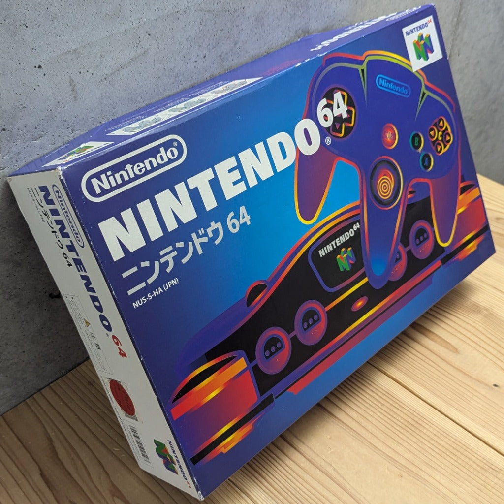 Right perspective angle view of Nintendo 64 original Japanese outer retail box NUS-S-HA