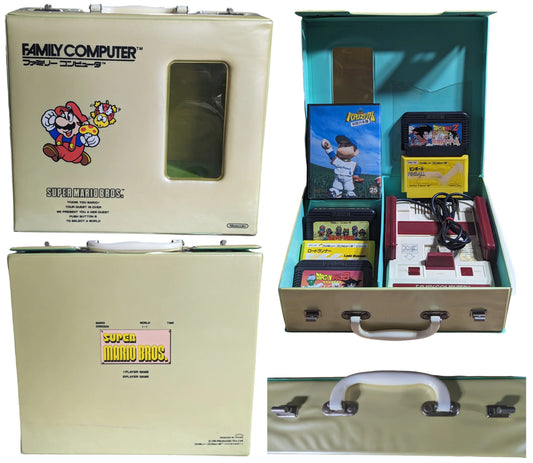 FAMICOM UNIT + MARIO PEARLY CREAM VINYL CASE  (TESTED - working) NINTENDO (JAPAN)
