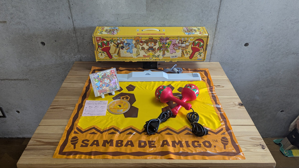 Sega Dreamcast Samba de Amigo Official Maracas Controller Bundle with Game, Sensor Bar & Floor Mat (CIB Boxed - Japan NTSC-J)