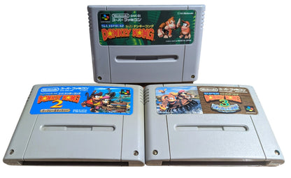 Super Famicom - Donkey Kong 1/2/3 Cartridge Set - Sfc Nintendo Japan Original NTSC-J Edition