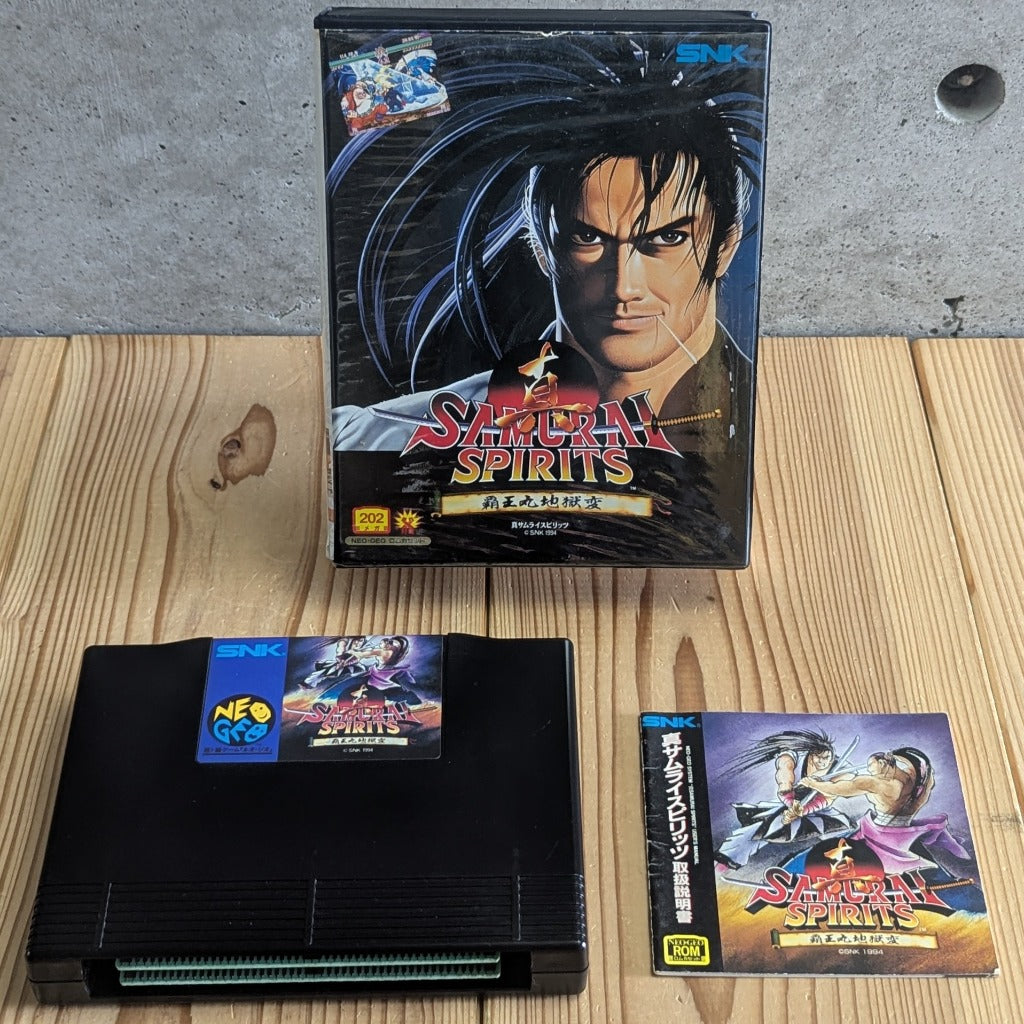 Shin Samurai Spirits Haohmaru Jigokuhen Samurai Shodown II Neo Geo AES Japanese CIB complete set with clamshell case cartridge and manual NGH-063